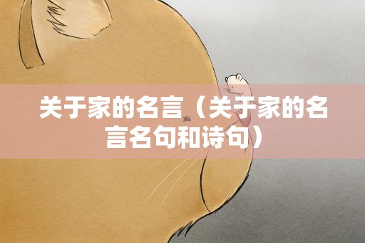 关于家的名言（关于家的名言名句和诗句）