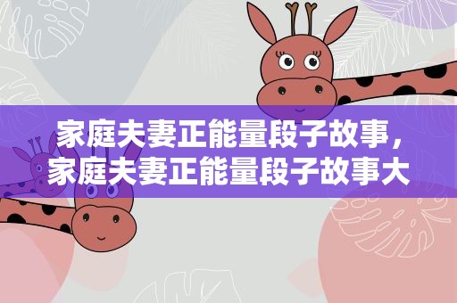 家庭夫妻正能量段子故事，家庭夫妻正能量段子故事大全