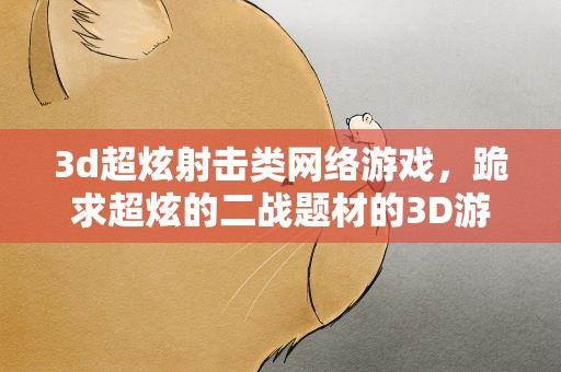 3d超炫射击类网络游戏，跪求超炫的二战题材的3D游戏