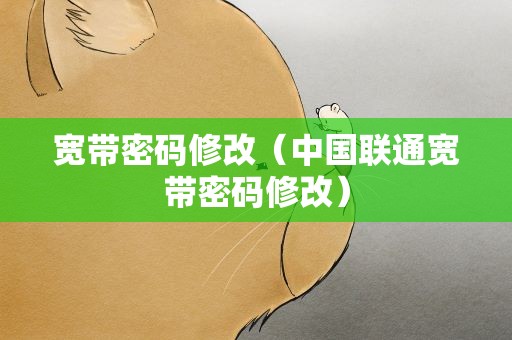 宽带密码修改（中国联通宽带密码修改）