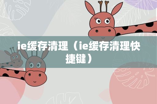 ie缓存清理（ie缓存清理快捷键）