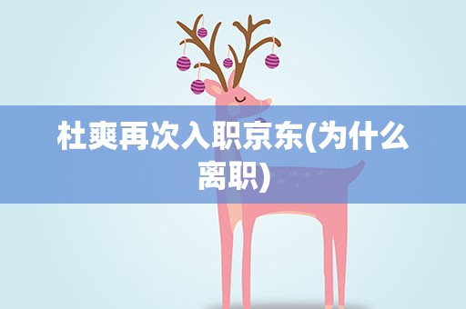 杜爽再次入职京东(为什么离职)