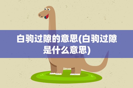 白驹过隙的意思(白驹过隙是什么意思)