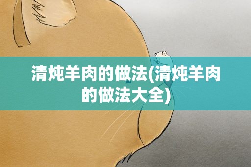 清炖羊肉的做法(清炖羊肉的做法大全)