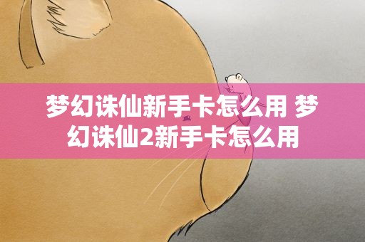梦幻诛仙新手卡怎么用 梦幻诛仙2新手卡怎么用