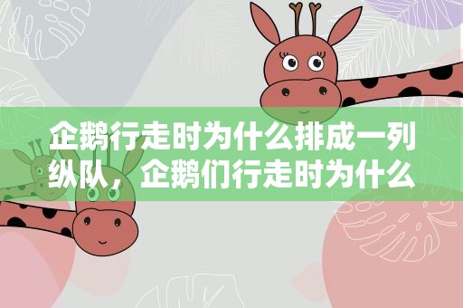 企鹅行走时为什么排成一列纵队，企鹅们行走时为什么经常排成一列