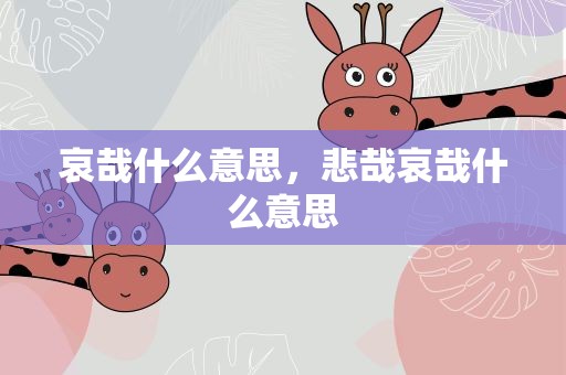 哀哉什么意思，悲哉哀哉什么意思
