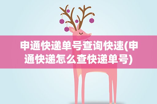 申通快递单号查询快速(申通快递怎么查快递单号)