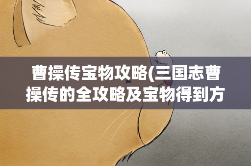 曹操传宝物攻略(三国志曹操传的全攻略及宝物得到方法)