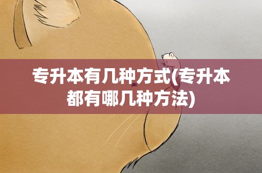 专升本有几种方式(专升本都有哪几种方法)