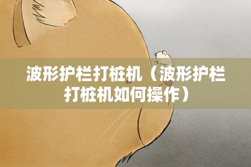 波形护栏打桩机（波形护栏打桩机如何操作）
