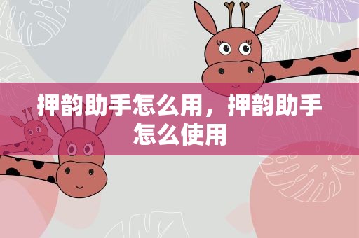 押韵助手怎么用，押韵助手怎么使用