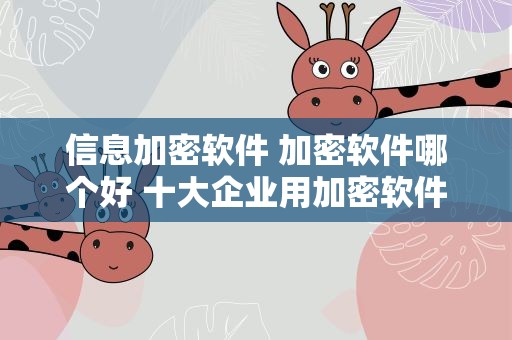 信息加密软件 加密软件哪个好 十大企业用加密软件排行榜