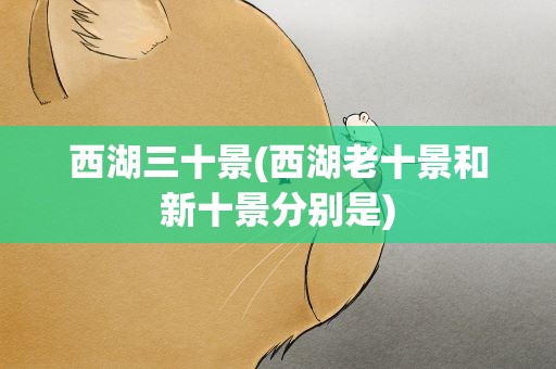 西湖三十景(西湖老十景和新十景分别是)
