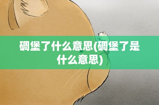 碉堡了什么意思(碉堡了是什么意思)