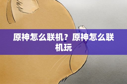 原神怎么联机？原神怎么联机玩