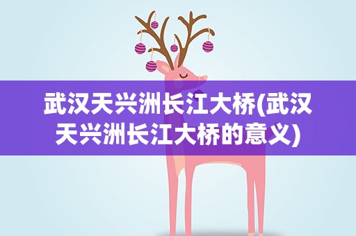 武汉天兴洲长江大桥(武汉天兴洲长江大桥的意义)