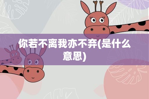 你若不离我亦不弃(是什么意思)