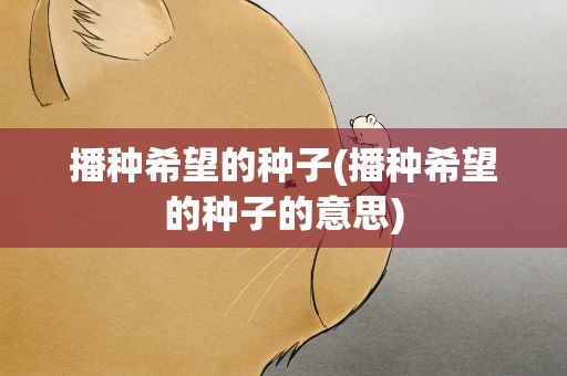 播种希望的种子(播种希望的种子的意思)