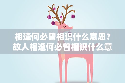相逢何必曾相识什么意思？故人相逢何必曾相识什么意思