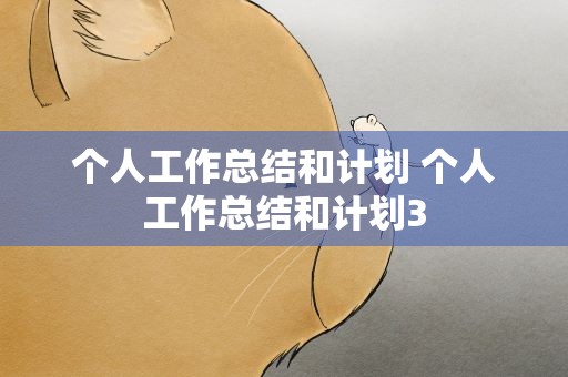 个人工作总结和计划 个人工作总结和计划3
