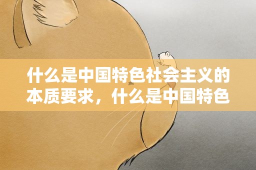 什么是中国特色社会主义的本质要求，什么是中国特色社会主义最本质要求是什么