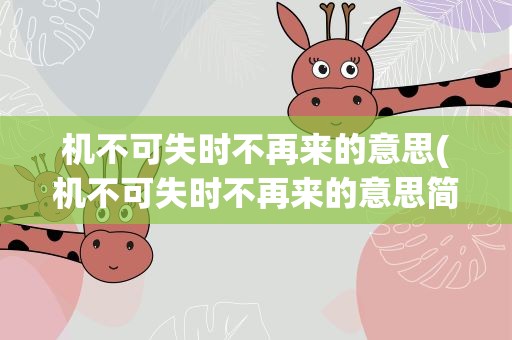 机不可失时不再来的意思(机不可失时不再来的意思简写)