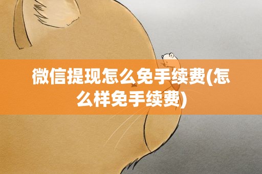 微信提现怎么免手续费(怎么样免手续费)