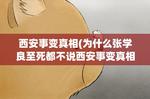 西安事变真相(为什么张学良至死都不说西安事变真相)