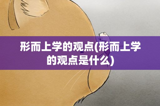 形而上学的观点(形而上学的观点是什么)