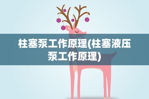 柱塞泵工作原理(柱塞液压泵工作原理)