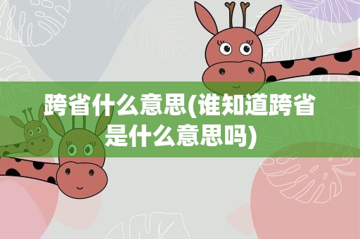 跨省什么意思(谁知道跨省是什么意思吗)