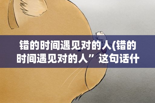 错的时间遇见对的人(错的时间遇见对的人”这句话什么意思)