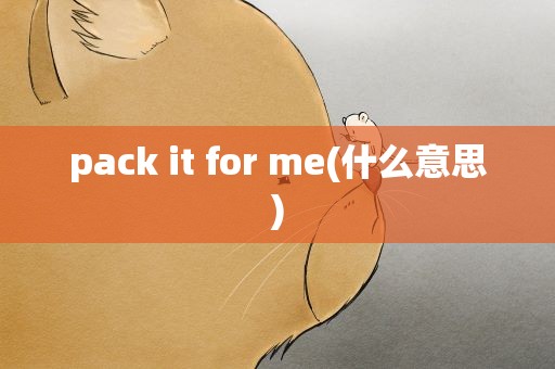 pack it for me(什么意思)
