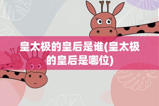 皇太极的皇后是谁(皇太极的皇后是哪位)