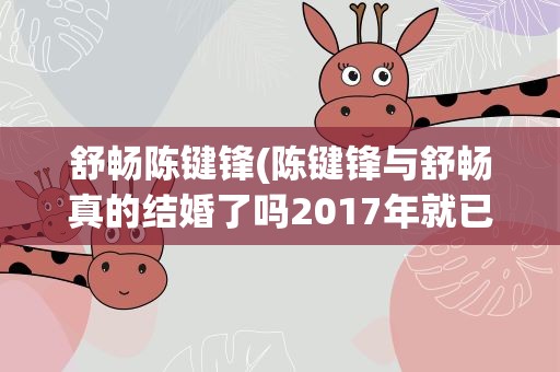 舒畅陈键锋(陈键锋与舒畅真的结婚了吗2017年就已经分手)