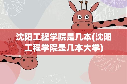 沈阳工程学院是几本(沈阳工程学院是几本大学)