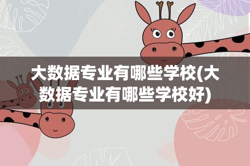 大数据专业有哪些学校(大数据专业有哪些学校好)