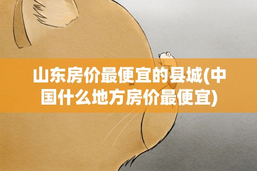 山东房价最便宜的县城(中国什么地方房价最便宜)