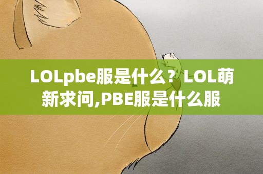 LOLpbe服是什么？LOL萌新求问,PBE服是什么服