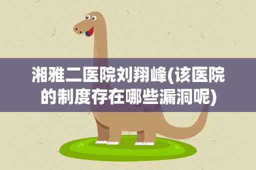 湘雅二医院刘翔峰(该医院的制度存在哪些漏洞呢)
