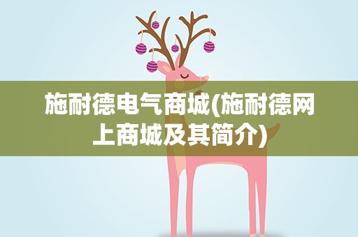 施耐德电气商城(施耐德网上商城及其简介)