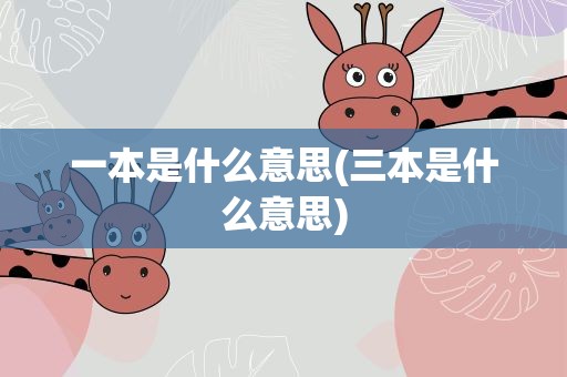 一本是什么意思(三本是什么意思)