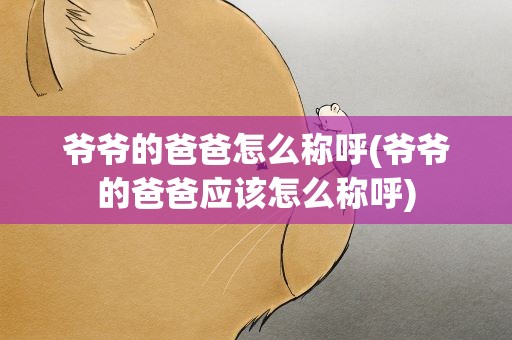 爷爷的爸爸怎么称呼(爷爷的爸爸应该怎么称呼)