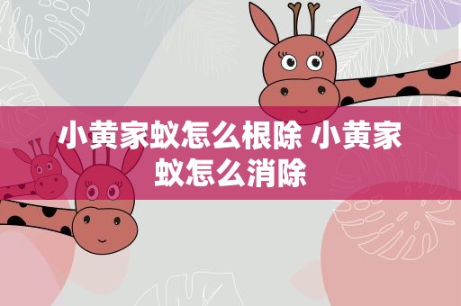 小黄家蚁怎么根除 小黄家蚁怎么消除