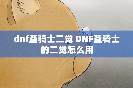 dnf圣骑士二觉 DNF圣骑士的二觉怎么用
