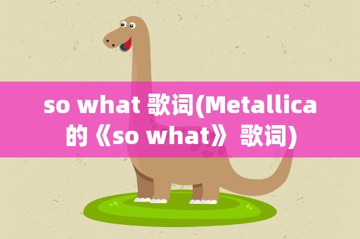 so what 歌词(Metallica的《so what》 歌词)