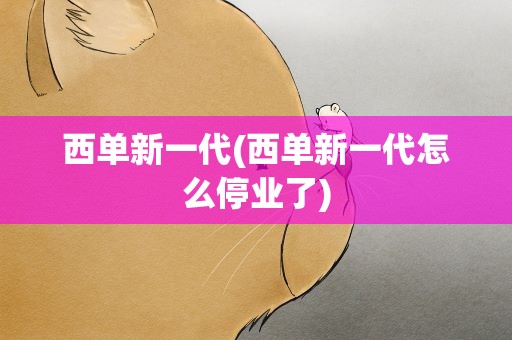 西单新一代(西单新一代怎么停业了)