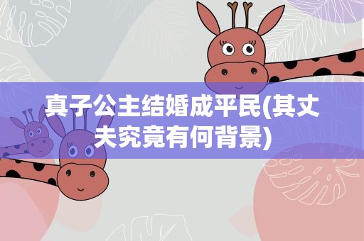 真子公主结婚成平民(其丈夫究竟有何背景)