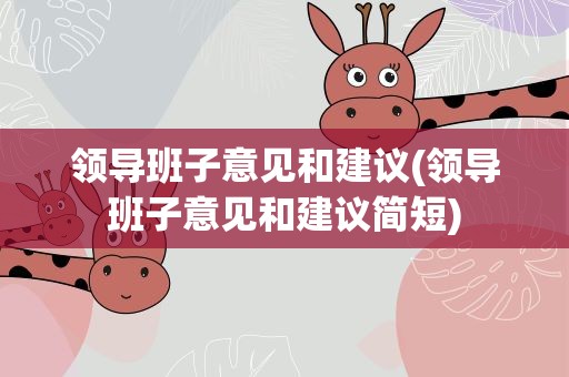 领导班子意见和建议(领导班子意见和建议简短)